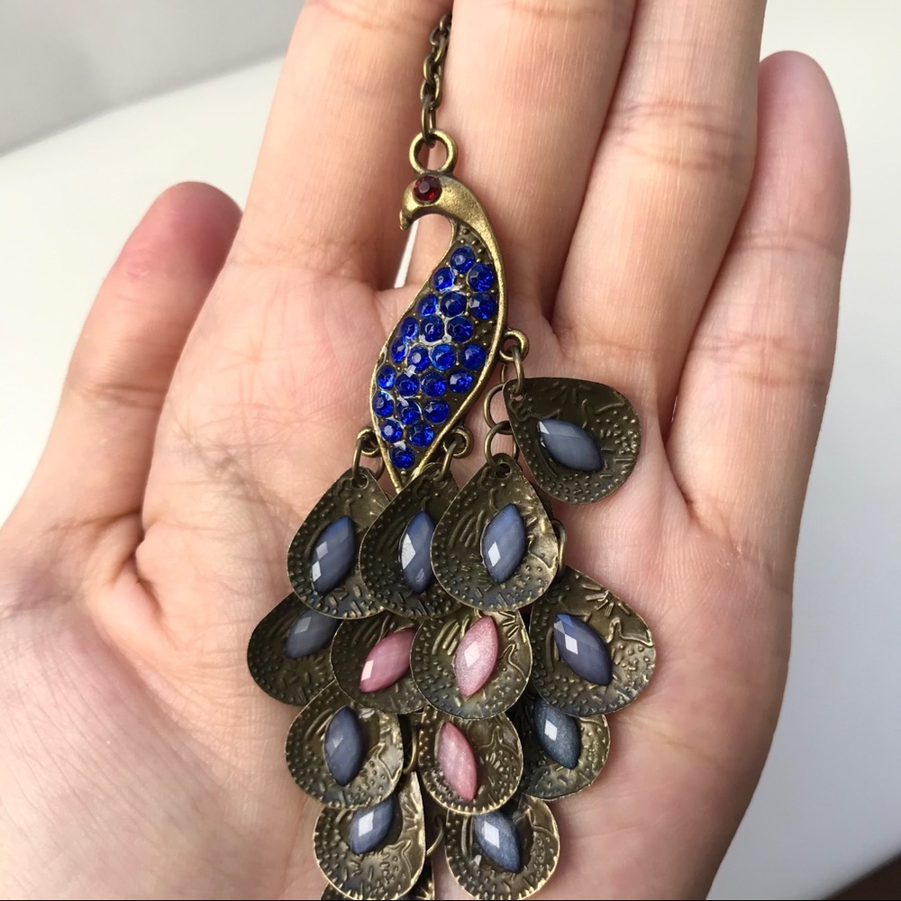 Vintage Peacock Elegant Jewel/Gem Antique Necklace - Picture 6 of 6